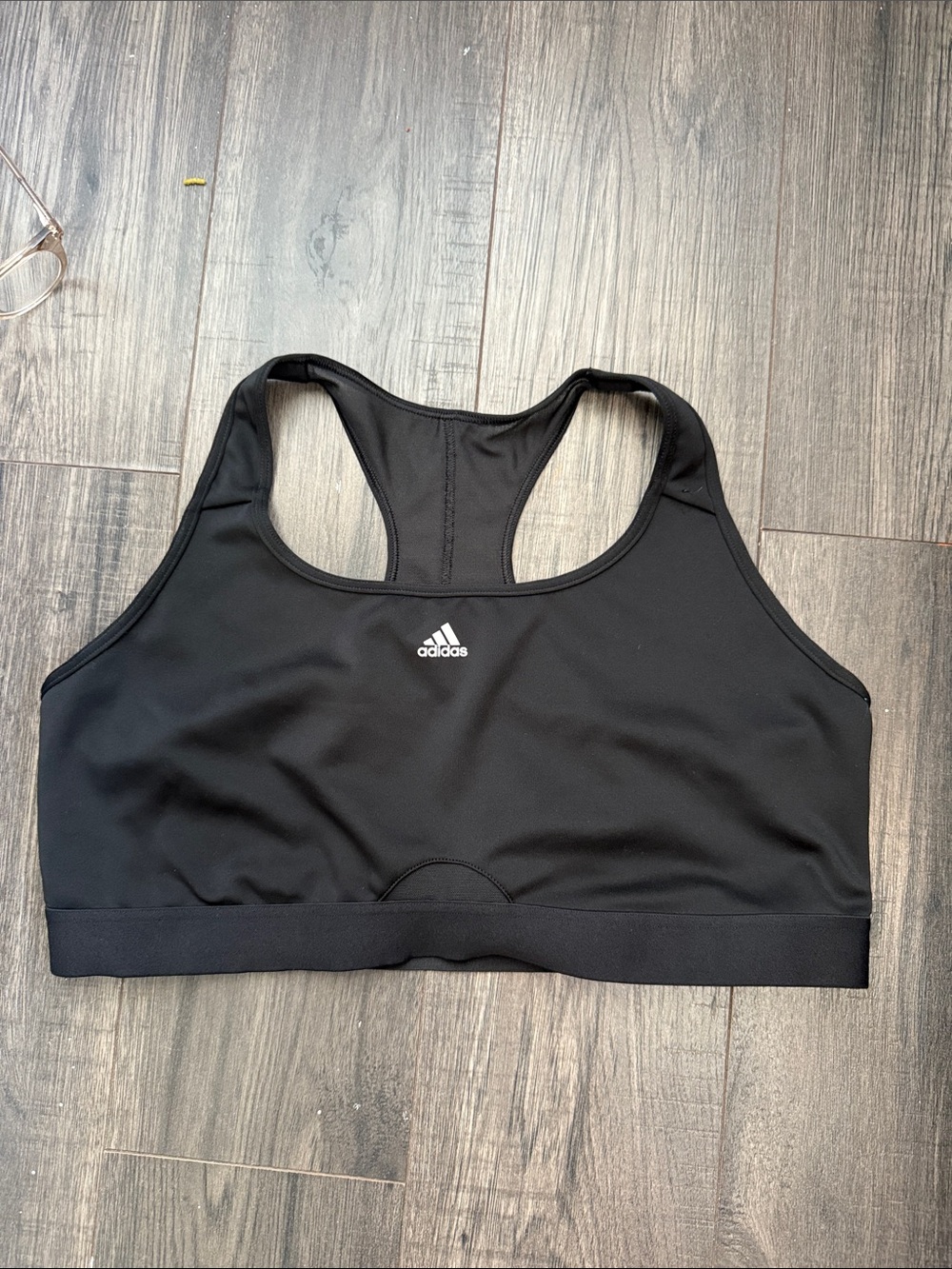 adidas Black Racerback Supportive Sports Bra with Logo